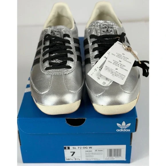 Adidas NWB SL 72 OG Unisex Sneakers Silver Metallic with Black, 8 Women / 7 Men - Picture 9 of 11